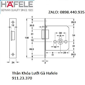 Thân Khóa Lưỡi Gà Hafele 911.23.370