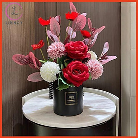 Mua Hoa giả  bình hoa hồng  đào đông cao 20cm nhiều mẫu trang trí nhà cửa  văn phòng