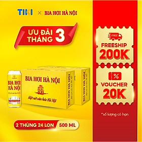 Combo 2 Thùng Bia Hơi Hà Nội - Thùng 24 lon 500ml