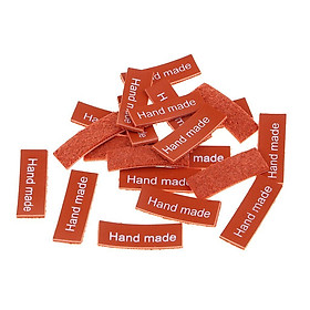 24 Pieces PU Leather Label Handmade Tag Label Embellishments Ornaments, Craft Decorations Jeans Bags Shoes Hat Clothing Accessories