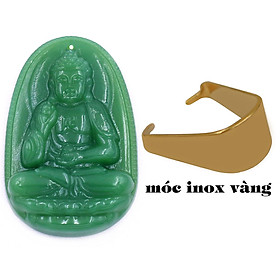 Mặt dây chuyền Phật A di đà đá xanh 2.2 x 3.6cm kèm móc inox, Phật bản mệnh