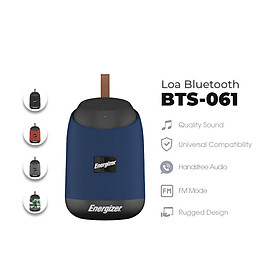Loa Bluetooth di động Energizer BTS061 kiêm pin dự phòng – Kết nối Bluetooth 5.0, Tích hợp micro, hỗ trợ FM radio, thẻ Micro SD, cổng sạc USB-A -…