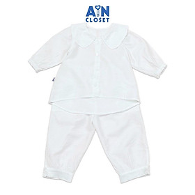 Bộ quần áo dài bé gái Trắng trơn cổ sen boi tơ - AICDBGUTUXEJ - AIN Closet - Size 6 21-26kg