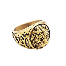 Vintage Gold Lion Ring Stainless Steel Lion Head Rings US Size 7 8 9 10 11 12 13
