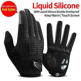 ROCKBROS Găng Tay Xe Đạp SBR 6Mm Dày Miếng Lót Chống Sốc Thoáng Khí GEL Xe Đạp Găng Tay Nam Nữ Tay Full Ngón Thể Thao MTB Găng Tay