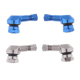 4x 90 Degree Angled Wheel Tire Tyre Valve Stem Extension Adapter Car Motorcycle Bike Truck RV Scooter, Blue + Titanium Gray
