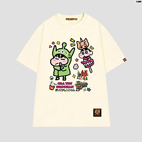 Áo thun unisex bé Shin cậu bé bút chì nhiều họa tiết hài hước Crayon Shin Chan - Kem