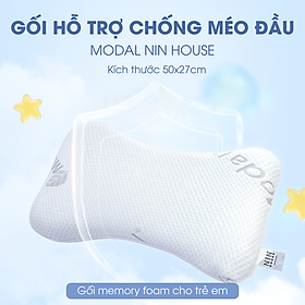 Mua Gối nằm cao su non chống méo đầu cho bé memory foam NIN House 50x27cm Modal cho trẻ hoặc người lớn nằm thấp