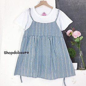Áo bầu Mùa Hè Cộc tay, kẻ caro, chất cotton, thiết kế babydoll trẻ trung cho mẹ bầu công sở