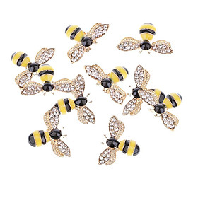 10 Pieces Bee Shape Alloy Rhinestone Flatback Decorative Embellishments 25mm