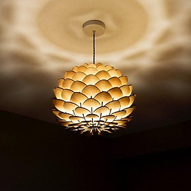 Đèn gỗ trang trí hoa cúc bất tử thả trần