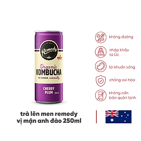 Trà Kombucha có ga hương vị mận anh đào Remedy Organic Kombucha Cherry