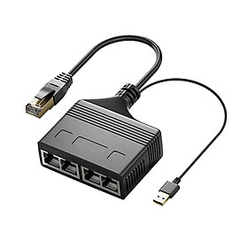 RJ45 Ethernet Splitter Splitter Ethernet Adapter ,Electronics with High Speed ,Network ,1 to 4 Port Ethernet Cable Connector for
