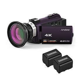 Máy Quay Video Wifi Kỹ Thuật Số Andoer Kèm 2 Pin (4K 1080P 48Mp) (0.39X)