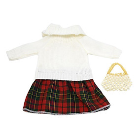 Casual Dolls Winter Dress Accessory Plaid Knit Dress And Pearl Handbag