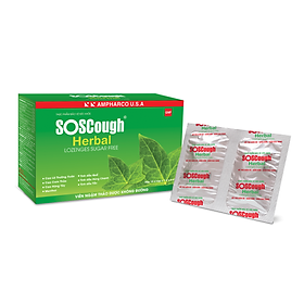 Viên ngậm hỗ trợ giảm ho và bổ phế không đường SOSCOUGH HERBAL LOZENGES SUGAR FREE