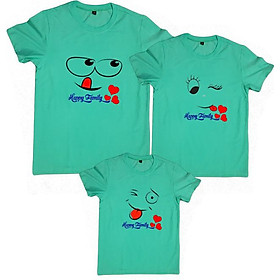 Áo Thun Gia Đình Happy Family Màu Xanh Ngọc
