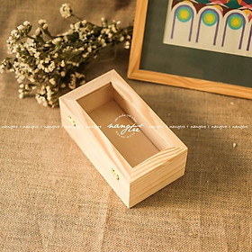 Mua Hộp gỗ chữ nhật nắp kính - Hộp gỗ đựng đồ đa năng - Hộp gỗ trang sức