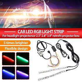2pcs/set(Bluetooth APP Control-Universal)5W 100lm RGB Car LED Light Strip Demon Devil Eye Halo Ring DC12V For Headlight Projectors or 2.5" 2.8" 3.0" Retrofit Projector Lens