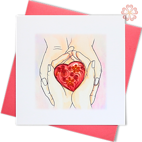 Thiệp Giấy Xoắn Nghệ Thuật - Gửi Trao Trái Tim - Giving You My Heart - Love Valentine - 15 x 15 - VN2XM115E19NN