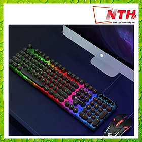 Bàn phím máy tính gaming giả cơ PANTSAN PK100 có dây nút tròn Led 7 màu cực đẹp - NTH - Hàng Nhập Khẩu