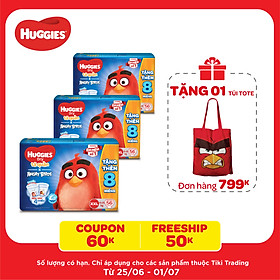 Combo 3 Gói Tã Quần Huggies Dry Gói Cực Đại Angry Birds phiên bản giới hạn XXL56 (56 Miếng) - Tặng 8 miếng