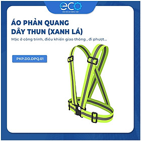 Áo phản quang xanh lá đi phượt loại tốt có khoá cài, dây đai thun độ phát sáng ban đêm tốt