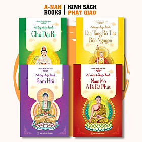Bộ 4 vở chép, sổ chép kinh in mờ cao cấp kinh địa tạng, chú đại bi, hồng danh phật, sám hối - anan books biên soạn