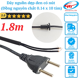 Mua Dây nguồn dẹp đen 1.8M có nút (Đồng nguyên chất 0.14 x 10 tim)