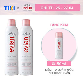 Combo 2 xịt khoáng cấp ẩm và làm dịu da Evian 300ml x 2