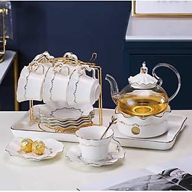 Mua Bộ ấm chén ( bình trà ) kèm giá treo cốc và bếp trâm trà công chúa viền vàng xinh xắn