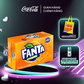 Hình ảnh Thùng 24 Lon Nước Ngọt Có Gas Fanta Vị Cam 235ml/Lon Sale 25.4 Coca-Cola Official Store