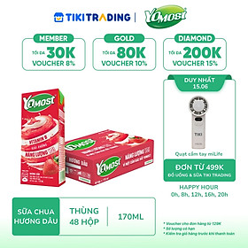 Thùng 48 Hộp Sữa Chua Lên Men Tự Nhiên Yomost Vị Dâu (170ml/Hộp)