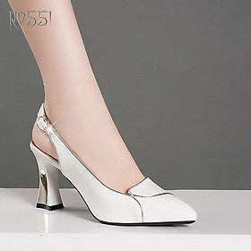 Giày sandal nữ cao gót 6 phân hàng hiệu rosata đẹp hai màu đen trắng ro551