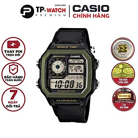 Đồng Hồ Casio Nam Dây Da Phối Vải AE-1200WHB-1BVDF