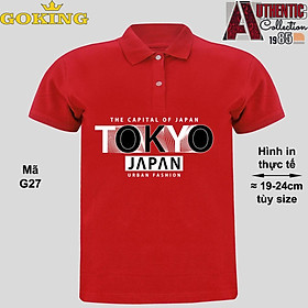 TOKYO JAPAN, mã G27. Áo thun polo cổ trụ cho nam nữ, form unisex. Áo phông cá sấu hàng hiệu Goking, quà tặng cao cấp cho gia đình, cặp đôi, doanh nghiệp