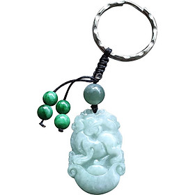 Móc khóa 12 con giáp đá cẩm thạch tuổi tuất ngọc quý gemstones mk15