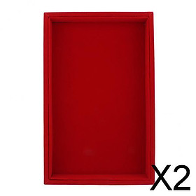 2xElegant Velvet Stackable Jewelry Display Tray Necklace Organizer Red