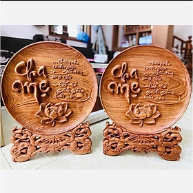 Mua Đĩa Tranh Phong Thuỷ Khắc Chữ Cha Mẹ Gỗ Hương Cao Cấp