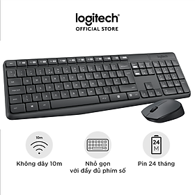 Bộ Bàn Phím Và Chuột Không Dây Logitech MK235 - Hàng chính hãng