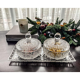 Mua BỘ KHAY VÀ 2 THỐ MỨT CÓ NẮP BOHEMIA - MADE IN SÉC