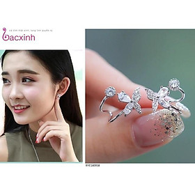 BÔNG TAI NỮ BẠC TA - KHUYÊN TAI HOA BƯỚM KẸP VÀNH TAI
