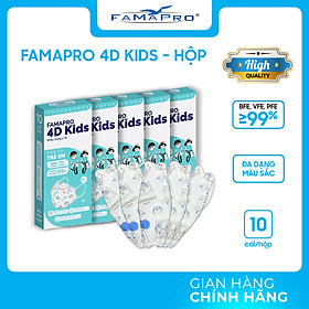 [HỘP - FAMAPRO 4D KIDS] - Khẩu trang trẻ em kháng khuẩn cao cấp Famapro 4D KIDS tiêu chuẩn KF94 (10 cái/ hộp)