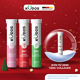 Combo Thực phẩm bảo vệ sức khỏe KUDOS KIDS + Viên Sủi KUDOS BONE + Viên Sủi KUDOS DAILY (20 viên/tuýp)