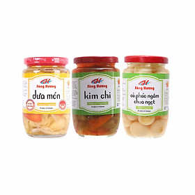 Combo 1 Hũ Dưa Món 450g + 1 Hũ Kim Chi 390g + 1 Hũ Cà Pháo Ngâm Chua Ngọt 370g Sông Hương Foods
