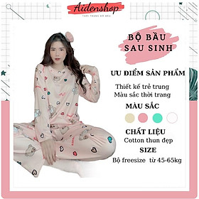 Bộ đồ bầu thời trang Aidenshop đồ bộ bầu mặc nhà dài tay thu đông sau sinh