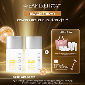 Combo 2 Chống nắng vật lý bảo vệ da Sakirei UV Total Defense Broad Spectrum SPF 50+ PA++++ 50ml