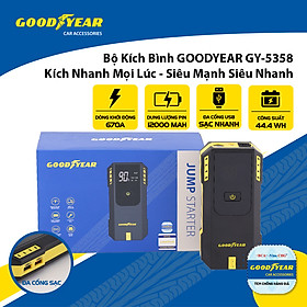 Bộ Kích Bình Cho Xe Hơi 670A GOODYEAR GY-5358 Đa Chức Năng Sạc Dự Phòng 12000mAh Siêu Mạnh Siêu Nhanh - Nhập Khẩu Chính Hãng