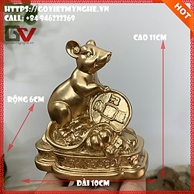 Mua  Chuột phong thủy  Tượng linh vật phong thủy Chuột tiền giữ tài lộc cho gia chủ - Cao 11cm - Màu nhũ đồng