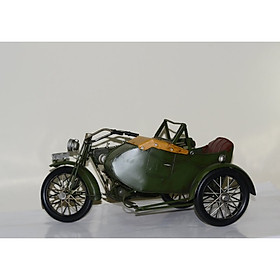 Mô Hình Xe Máy, xe Mô tô Cổ Điển Động Cơ Ba Bánh Kim Loại/ Metal Side-Motor Handmade Decoration (1904E-7876)